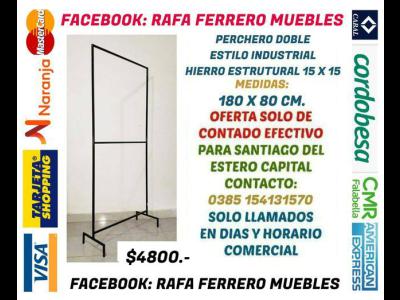 Varios Hogar, Muebles y Jardin PERCHERO DOBLE BARRAL INTEGRAL ESTILO INDUSTRIAL